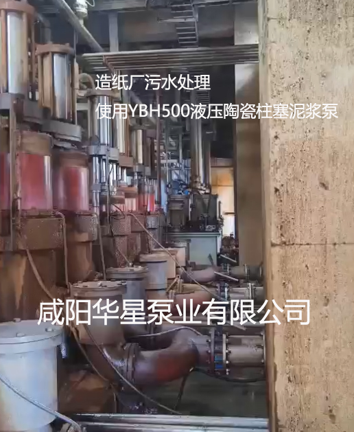 造紙廠污水處理使用YBH500液壓陶瓷柱塞泥漿泵